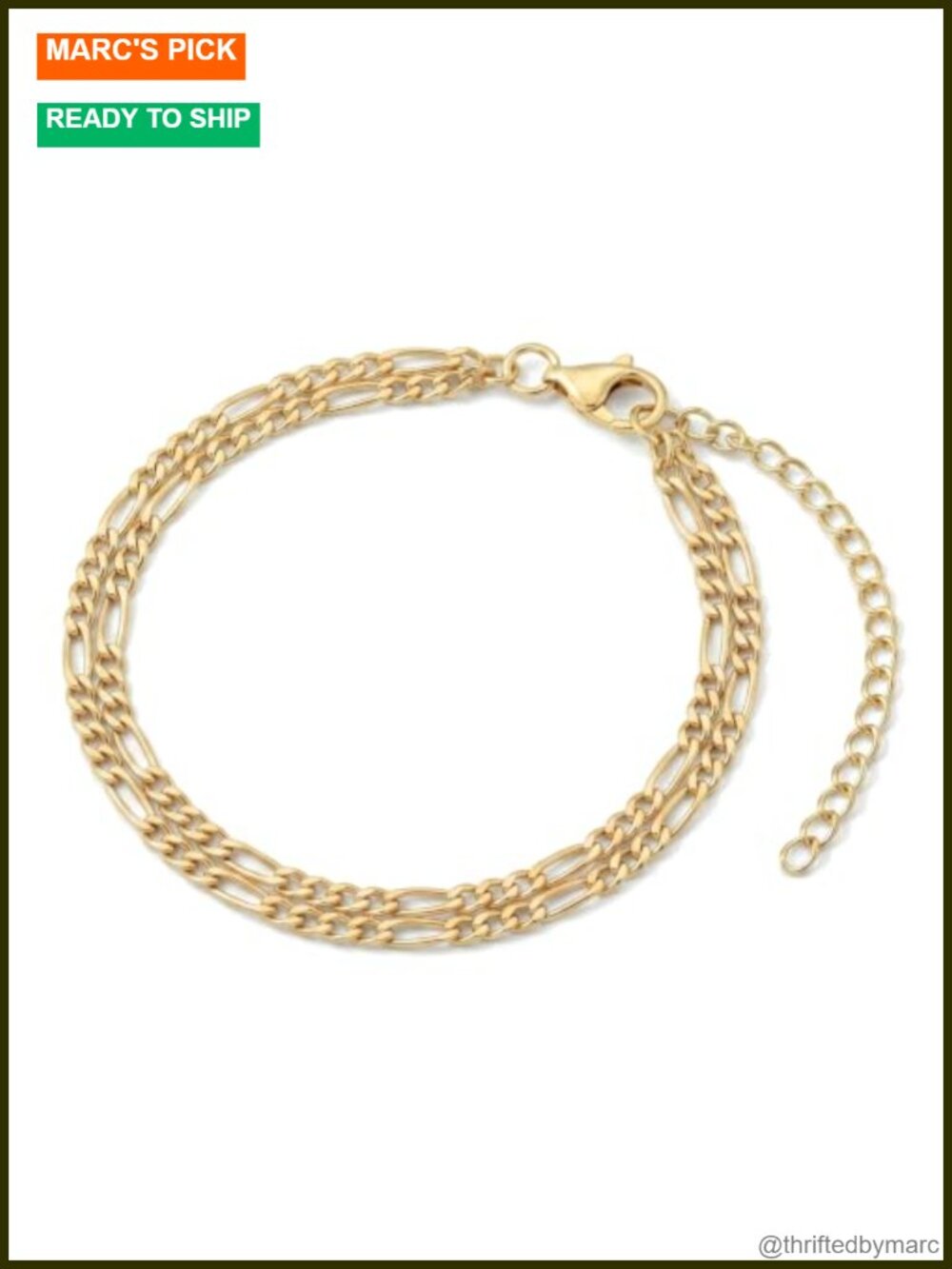 14K Gold Figaro Chain Bracelet Set Adjustable Layered Stackable Gift